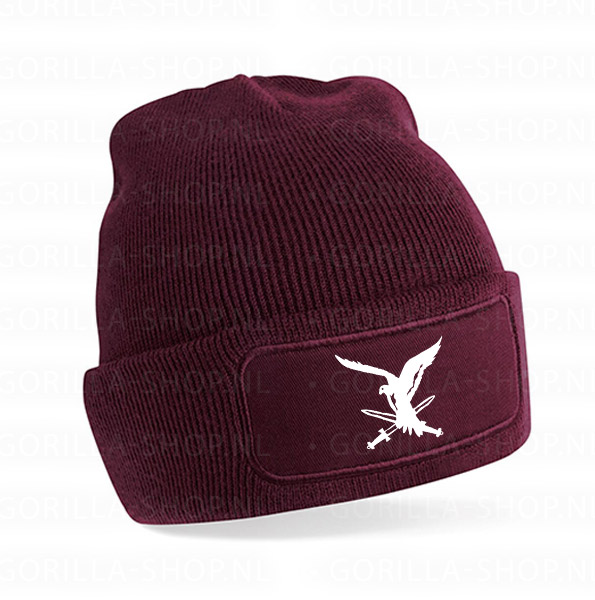 11 Luchtmobiele Brigade - Beanie (Burgundy met witte opdruk)