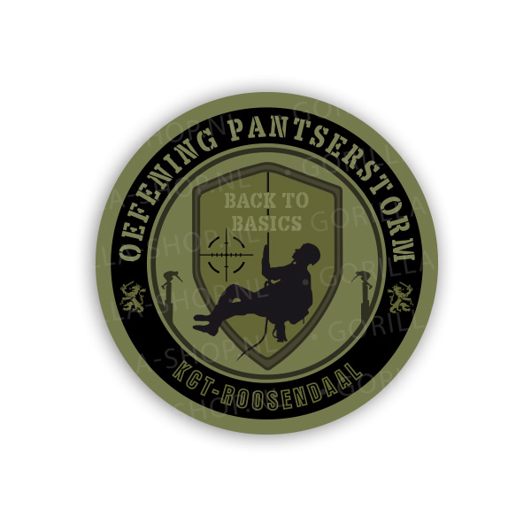 Oefening PANTSERSTORM sticker