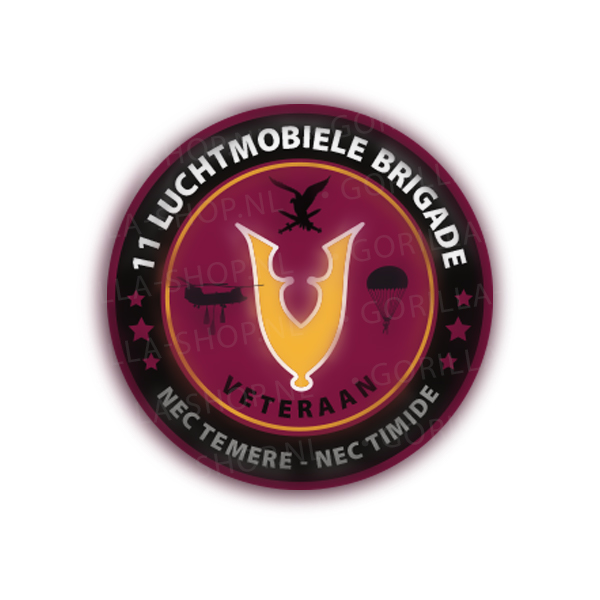 Veteraan - 11 Luchtmobiele Brigade Sticker (bordeaux)